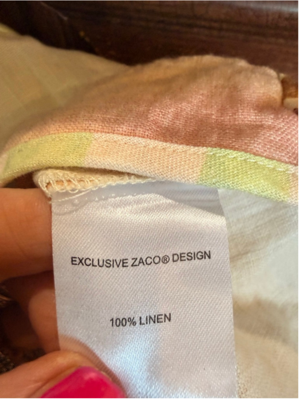 Women's Zaco Beige & Orange Linen Button Down Shirt Size 4 - Picture 6 of 8
